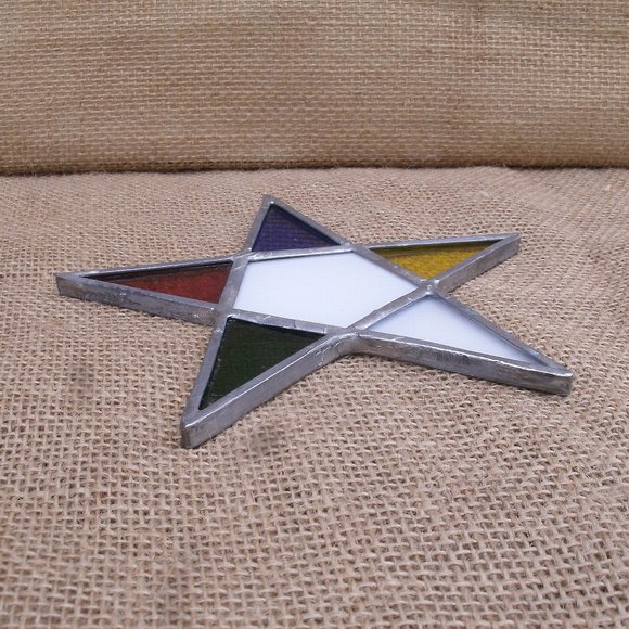 Vintage Eastern Star Symbol Stained Glass Suncatcher - Picture 3 of 10
